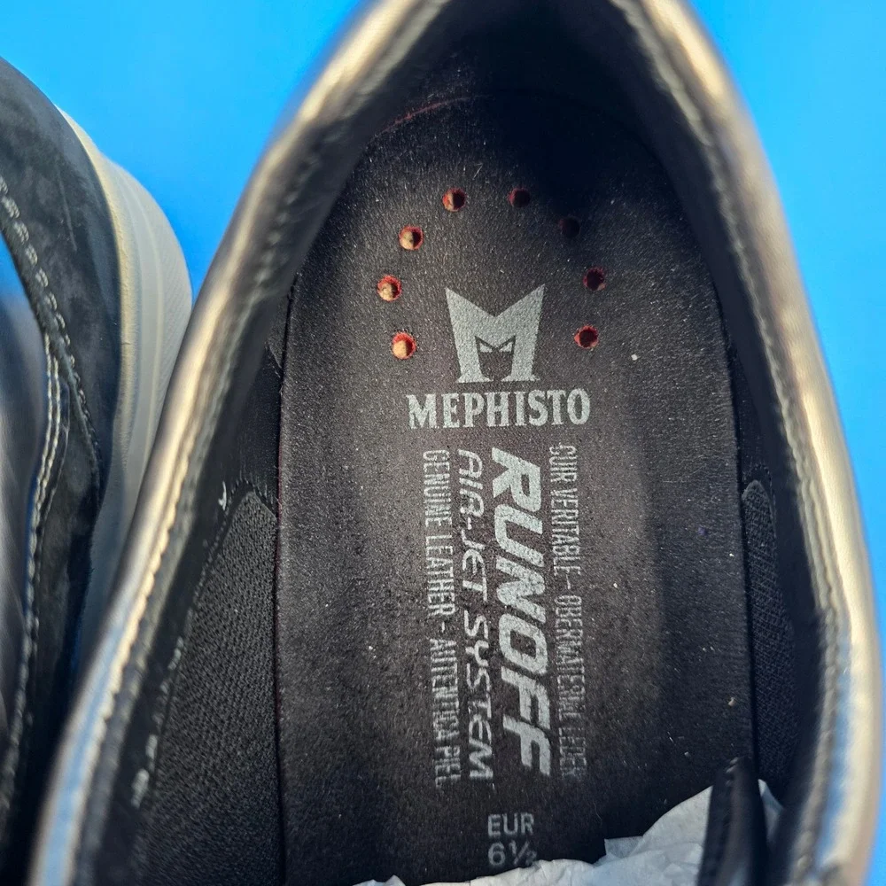 Mephisto Runoff Women's 9 Black‎ Suede Silver Metallic Walking Shoes Sneakers